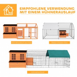 Kanala 4–6 kanalle, kuusipuu ja muovi, vettähylkivä katto, 100 x 86 x 100 cm, oranssi