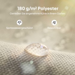 Pergolan kattokangas terassille 298 x 293 cm polyesteri kermanvalkoinen, sopii 3 x 3 m runkoon