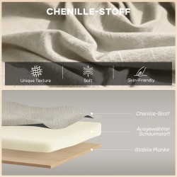 2-istuttava sohva pieniin tiloihin, chenille-verhoilu, puujalat, 117 cm, beige