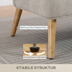 2-istuttava sohva pieniin tiloihin, chenille-verhoilu, puujalat, 117 cm, beige