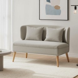 2-istuttava sohva pieniin tiloihin, chenille-verhoilu, puujalat, 117 cm, beige