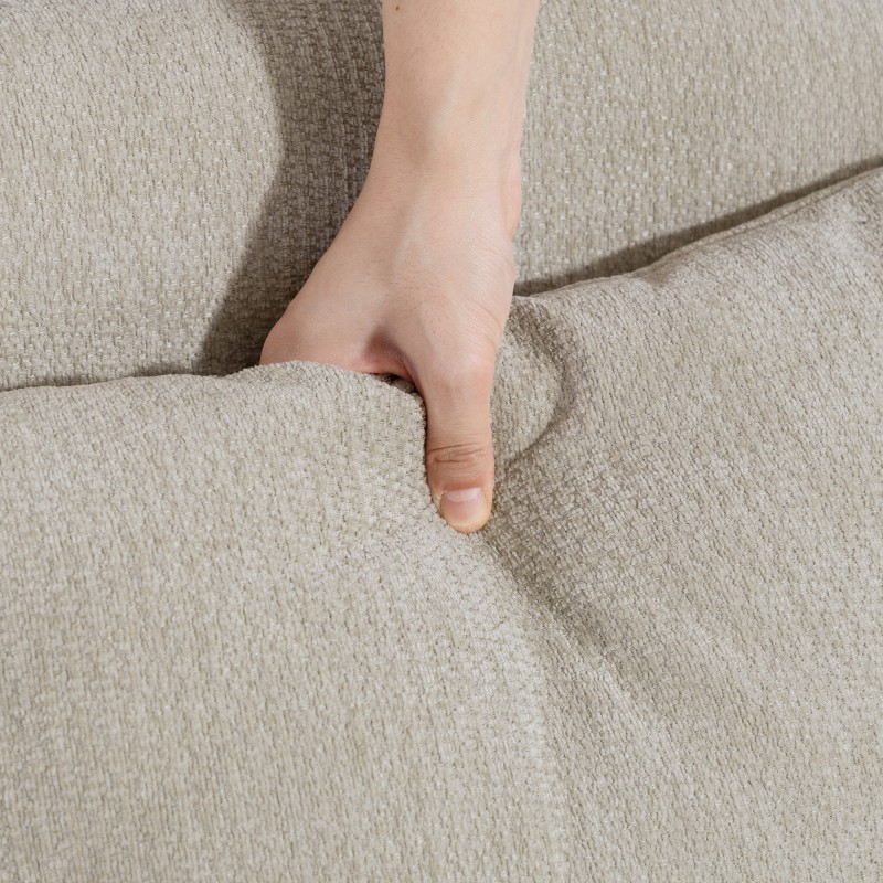 2-istuttava sohva pieniin tiloihin, chenille-verhoilu, puujalat, 117 cm, beige