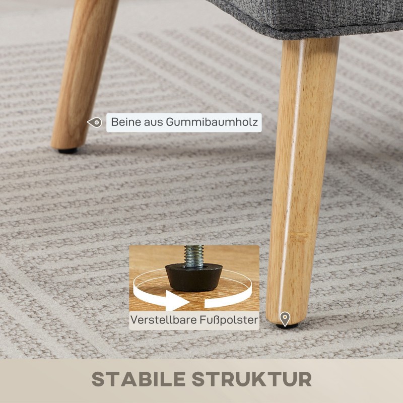 2 hengen sohva pieniin tiloihin, chenille-verhoilu, puujalat, 117 cm, harmaa