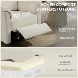 Sähkökäyttöinen lepotuoli keinutoiminnolla ja kallistuksella, chenille-verhoilu, kermanvalkoinen