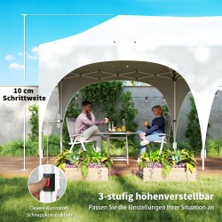 Pop up -juhlateltta puutarhaan 3 x 6 m, sivuseinät, 6 hiekkapussia, kantokassi, harmaanvalkoinen