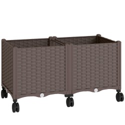 Itsevetinen muovinen istutuslaatikko pyörillä 80 x 40 x 43 cm ruskea