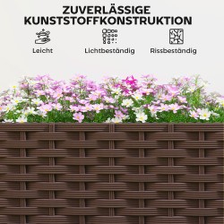 Itsevetinen muovinen istutuslaatikko pyörillä 80 x 40 x 43 cm ruskea