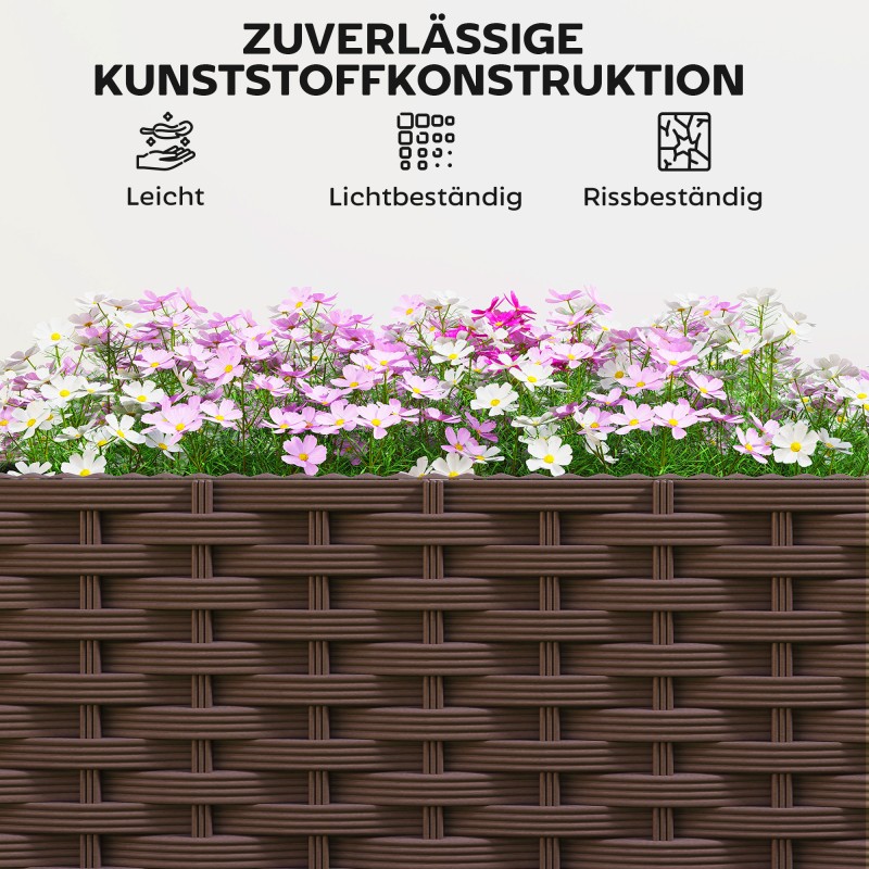 Itsevetinen muovinen istutuslaatikko pyörillä 80 x 40 x 43 cm ruskea