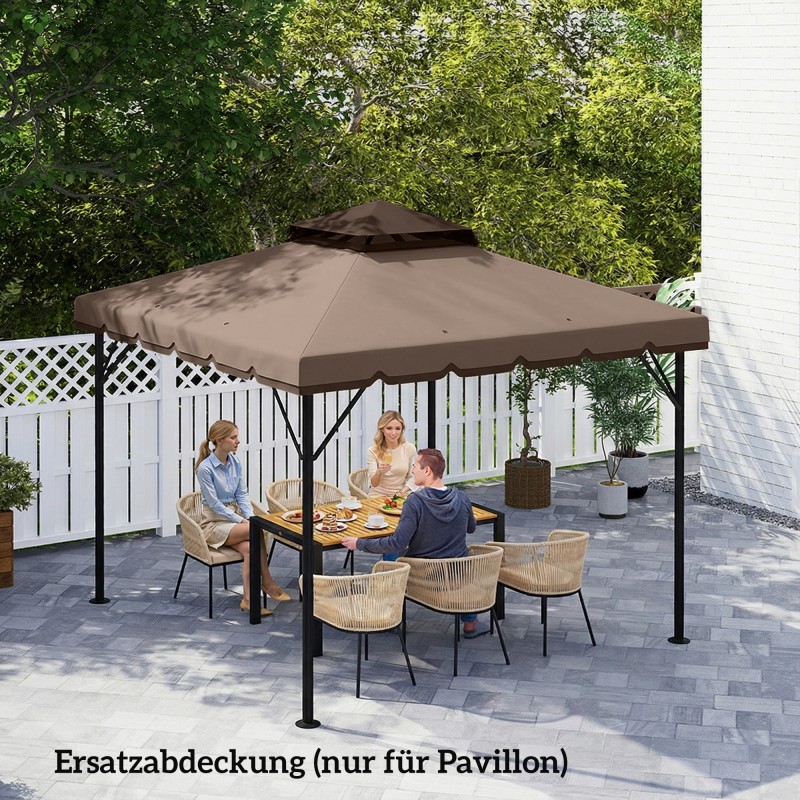 Paviljongin vara­katto 3x3 m, kaksikerroksinen, vettä hylkivä polyesteri, khaki/ruskea