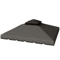 Paviljongin vaihtokatos 3x3 m vettä hylkivä kaksitasoinen polyesterikatto vaaleanharmaa tummanharmaa