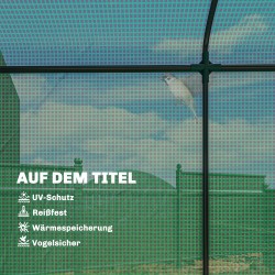 Kasviteltta teräsrungolla 200 x 75 x 188 cm, rullattava ovi ja verkkoikkunat, vihreä