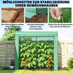 Kasviteltta teräsrungolla 200 x 75 x 188 cm, rullattava ovi ja verkkoikkunat, vihreä