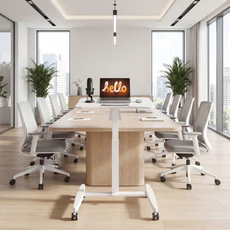 Korkeussäädettävä seisomapöytä pyörillä, kallistettava pöytälevy 60,5 x 52 cm, valkoinen