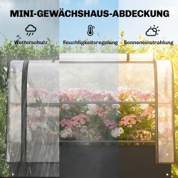 Korkea viljelylaatikko kasvihuonekuvulla 100 x 49 x 136 cm muovi/metalli musta