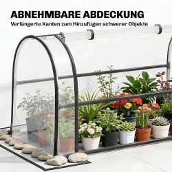 Korkea viljelylaatikko kasvihuonekuvulla 100 x 49 x 136 cm muovi/metalli musta