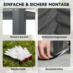 Metallinen korotettu kasvatuslaatikko kasvihuonekatoksella ja hyllyllä 120 x 55 x 140 cm tummanharmaa