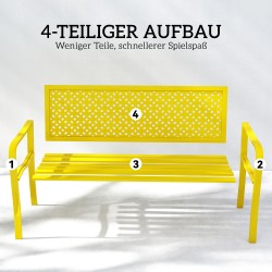 Puutarhapenkki 2-hengen metallinen ulkopenkki 127x61x85 cm, keltainen, kantavuus 240 kg