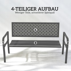 Puutarhapenkki 2-hengen metallinen ulkokäyttöön 127x61x85 cm tummanharmaa, kantavuus 240 kg