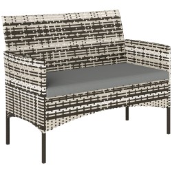 2 hengen rottinkijäljitelmä ulkosohva terassille PE punos ja teräsrunko tummanharmaa vaaleanharmaa 115 x 63 x 85 cm