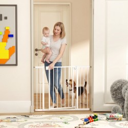 Turvaportti lapsille ja lemmikeille, teräs, 76–103 cm oviaukkoihin, korkeus 76 cm, valkoinen