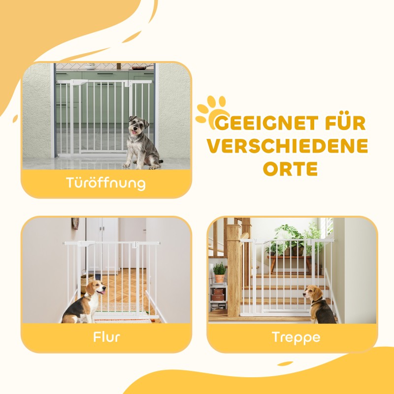 Turvaportti lapsille ja lemmikeille, teräs, 76–103 cm oviaukkoihin, korkeus 76 cm, valkoinen