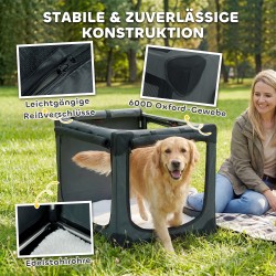 Taittuva koirankuljetuslaatikko koirille 30 kg asti, Oxford-kangas 90x64x64 cm, armeijanvihreä