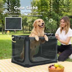 Taittuva koirankuljetuslaatikko koirille 30 kg asti, Oxford-kangas 90x64x64 cm, armeijanvihreä