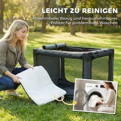 Taittuva koirankuljetuslaatikko koirille 30 kg asti, Oxford-kangas 90x64x64 cm, armeijanvihreä