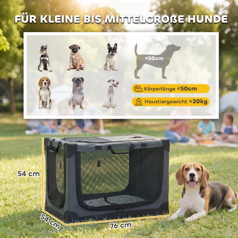 Taitettava koiran kuljetuslaatikko Oxford-kangasta 76 x 54 x 54 cm max 20 kg armeijanvihreä