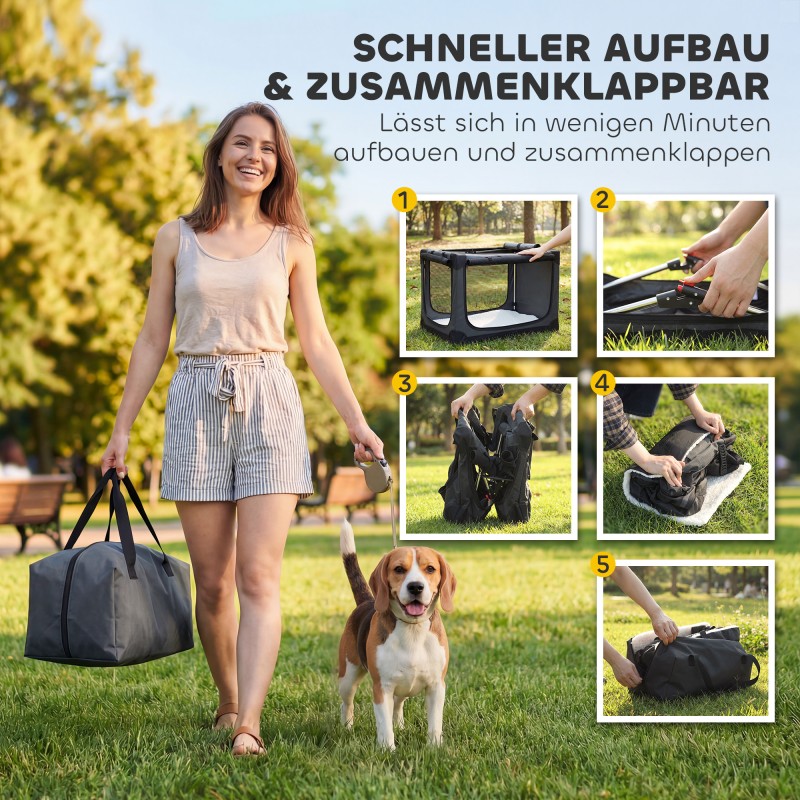 Taitettava koiran kuljetuslaatikko Oxford-kangasta 76 x 54 x 54 cm max 20 kg armeijanvihreä