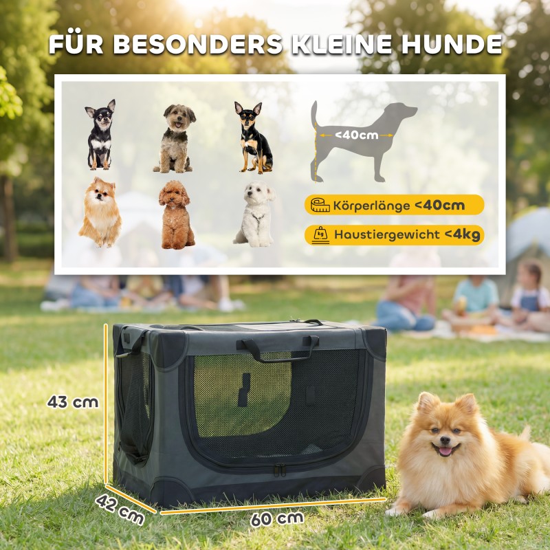 Taittuva koirankuljetuslaatikko pienille koirille 60x42x43 cm, Oxford-kangas, armyvihreä