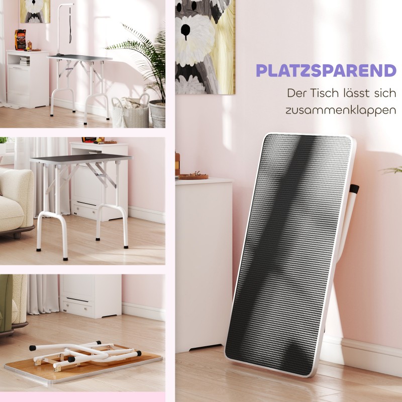 Koirien trimmipöytä teräksisellä rungolla 81 x 48,5 x 80 cm musta