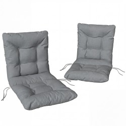 Ulkotuolin istuinpehmuste selkänojalla ja nauhoilla 120 x 50 x 8 cm 2 kpl vaaleanharmaa