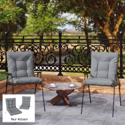 Ulkotuolin istuinpehmuste selkänojalla ja nauhoilla 120 x 50 x 8 cm 2 kpl vaaleanharmaa