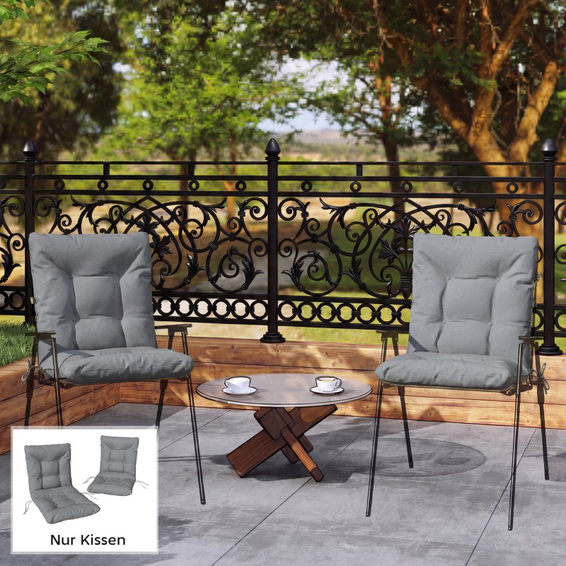 Ulkotuolin istuinpehmuste selkänojalla ja nauhoilla 120 x 50 x 8 cm 2 kpl vaaleanharmaa