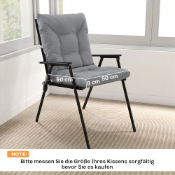 Ulkotuolin istuinpehmuste selkänojalla ja nauhoilla 120 x 50 x 8 cm 2 kpl vaaleanharmaa