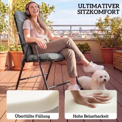 Ulkotuolin istuinpehmuste selkänojalla ja nauhoilla 120 x 50 x 8 cm 2 kpl vaaleanharmaa