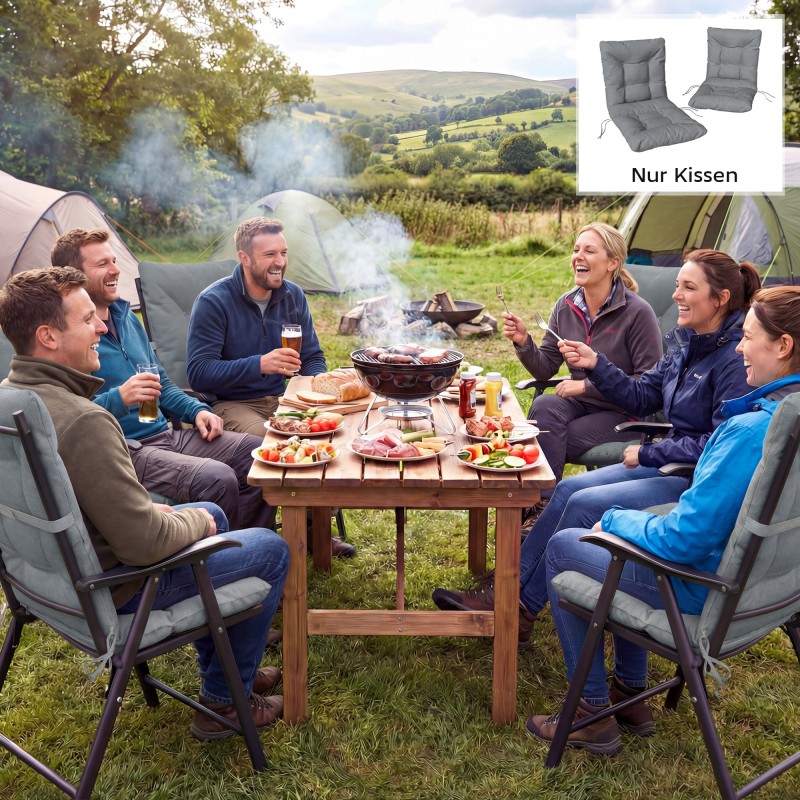 Ulkotuolin istuinpehmuste selkänojalla ja nauhoilla 120 x 50 x 8 cm 2 kpl vaaleanharmaa