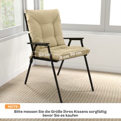 Ulkotuolin istuintyyny selkänojalla, vesitiivis polyesteri 120 x 50 x 8 cm, 2 kpl, beige