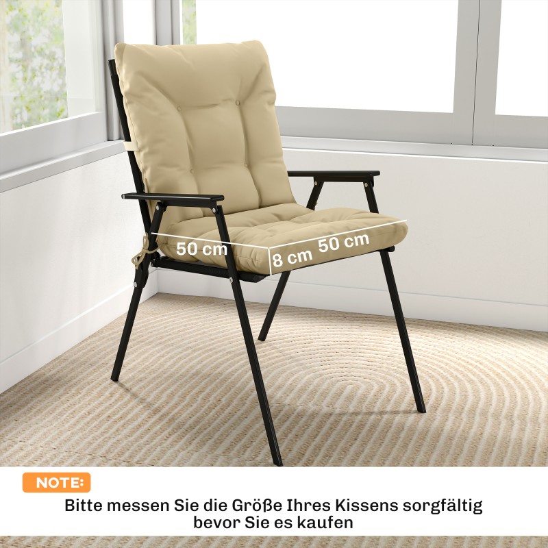 Ulkotuolin istuintyyny selkänojalla, vesitiivis polyesteri 120 x 50 x 8 cm, 2 kpl, beige