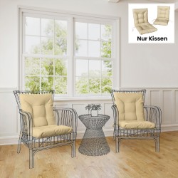 Ulkotuolin istuintyyny selkänojalla, vesitiivis polyesteri 120 x 50 x 8 cm, 2 kpl, beige