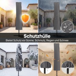 Riippuva pihavarjo Ø295 cm kamppimekanismilla, ristikkojalalla ja suojapeitteellä, tummanharmaa