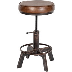 Säädettävä teollinen baarijakkara pehmustetulla istuimella ja jalkatuella