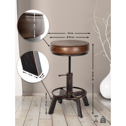 Säädettävä teollinen baarijakkara pehmustetulla istuimella ja jalkatuella