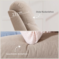 Manuaalinen lepotuoli / recliner olohuoneeseen, paksu pehmuste, pellavakankaan näköinen polyesteri, beige