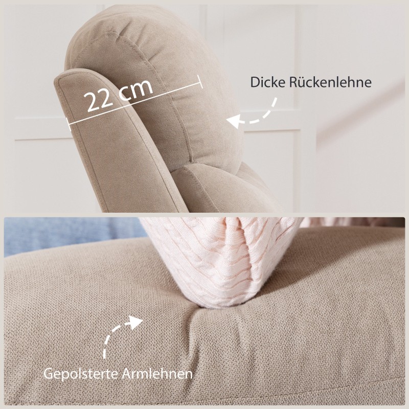 Manuaalinen lepotuoli / recliner olohuoneeseen, paksu pehmuste, pellavakankaan näköinen polyesteri, beige