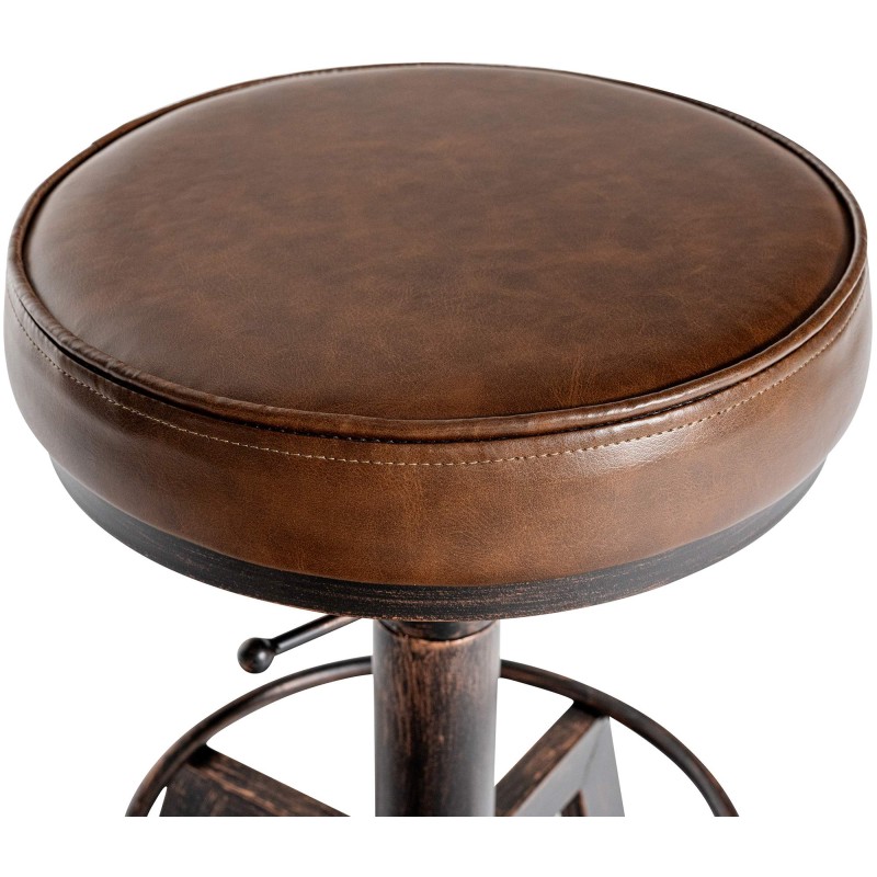 Säädettävä teollinen baarijakkara pehmustetulla istuimella ja jalkatuella