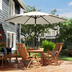 Aurinkovarjo ulkokäyttöön Ø270 cm, kallistettava, metallirunko, UPF 50+, kermanvalkoinen