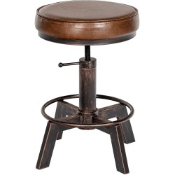 Säädettävä teollinen baarijakkara pehmustetulla istuimella ja jalkatuella