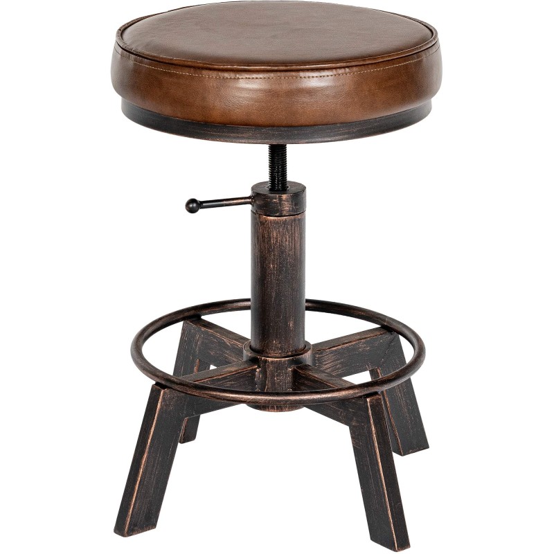 Säädettävä teollinen baarijakkara pehmustetulla istuimella ja jalkatuella